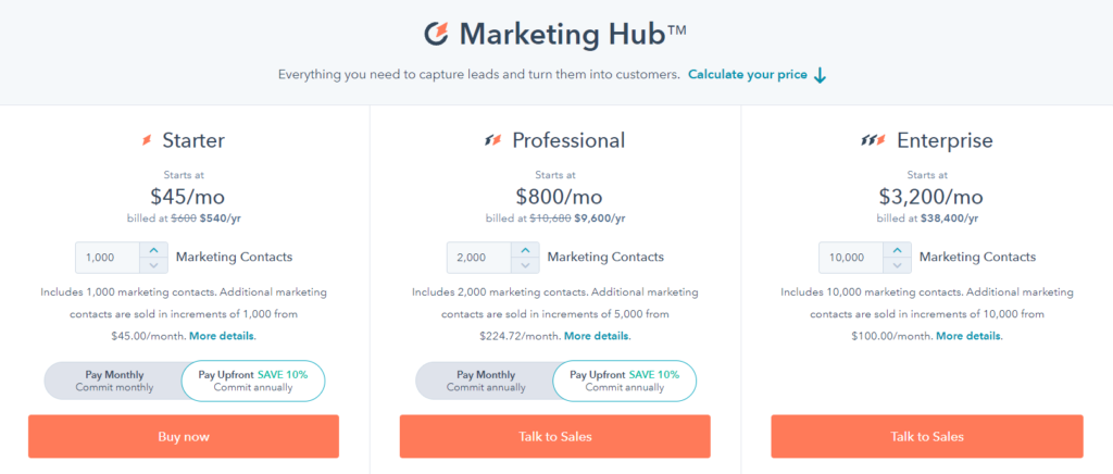 hubspot pricing